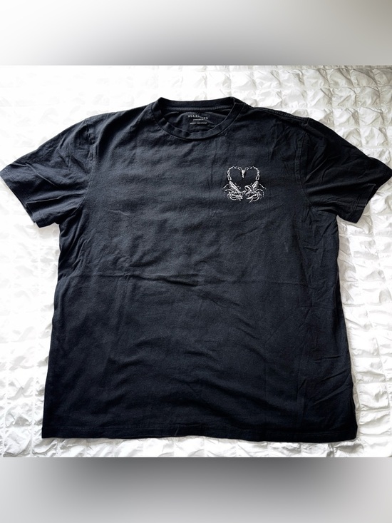 All Saints Other - All Saints Black Short Sleeve Tee with White Heart Scorpion Graphic